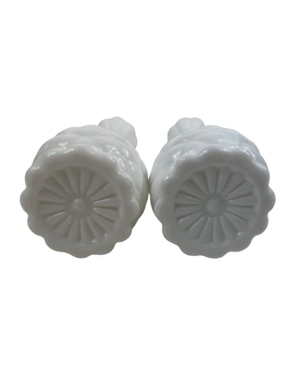 Vintage Anchor Hocking White Milk Glass Pineapple Bud Vase 9” Tall Set of 2